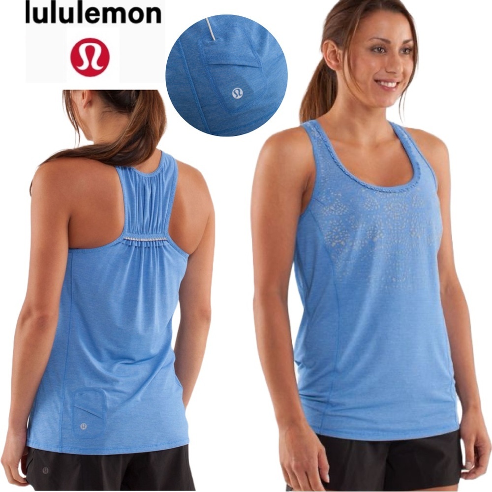 Lululemon Run Silver Bullet Sleeveless Tech Tank Top Running Ruffle Reflective 2